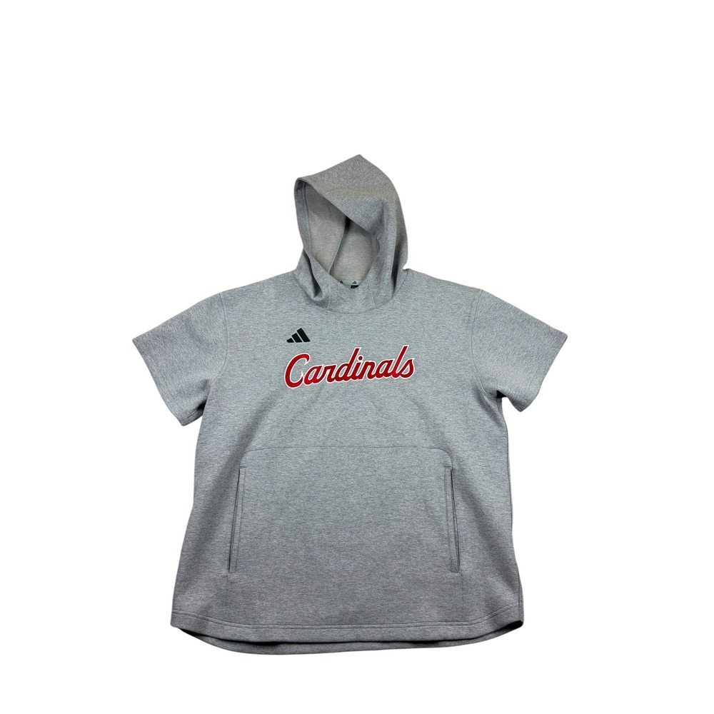 Adidas Louisviile Cardinals Mens Medium Gray Short Sleeve Hoodie  Pullover